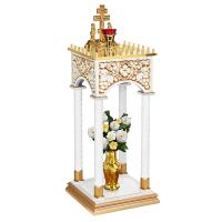 Панихидный стол на 36-50 свечей &quot;Суздальский&quot; белый с золотом (патина), колонны