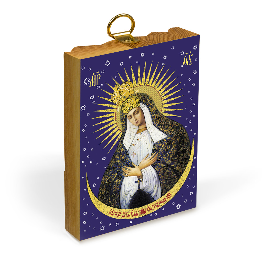 Икона Божией Матери "Остробрамская" на деревянной основе, на холсте с золочением