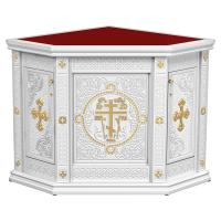 Жертвенник "Ярославский" белый с золотом (поталь), угловой