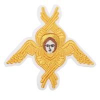 Херувим пришивной белый с золотом, 12,5х11 см