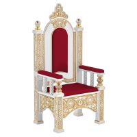 Архиерейский трон "Ярославский" белый с золотом (патина), 70х58х161 см