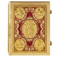 Апостол вишневый, полный оклад &quot;под золото&quot;, эмаль, 23х30 см