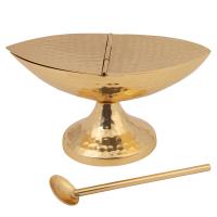 Ладаница с ложкой латунные, 14х7,2х7 см