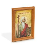 Икона апостола Андрея Первозванного в деревянной рамке, цвет &quot;кипарис&quot;,12х1,5х17 см