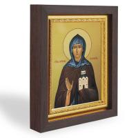 Икона преподобной княгини Евфросинии Московской, в узком багете, цвет "темный дуб", на холсте, с золочением