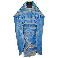 Иерейское облачение голубое с иконой Божией Матери "Волоколамская", парча