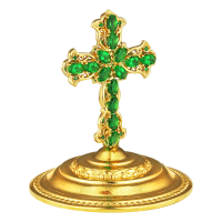 Крест на митру №3 из ювелирного сплава в позолоте с камнями