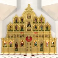 Иконостас четырёхъярусный (Новгородская обл.), цвет "золото" (патина), 824х753,7х29 см