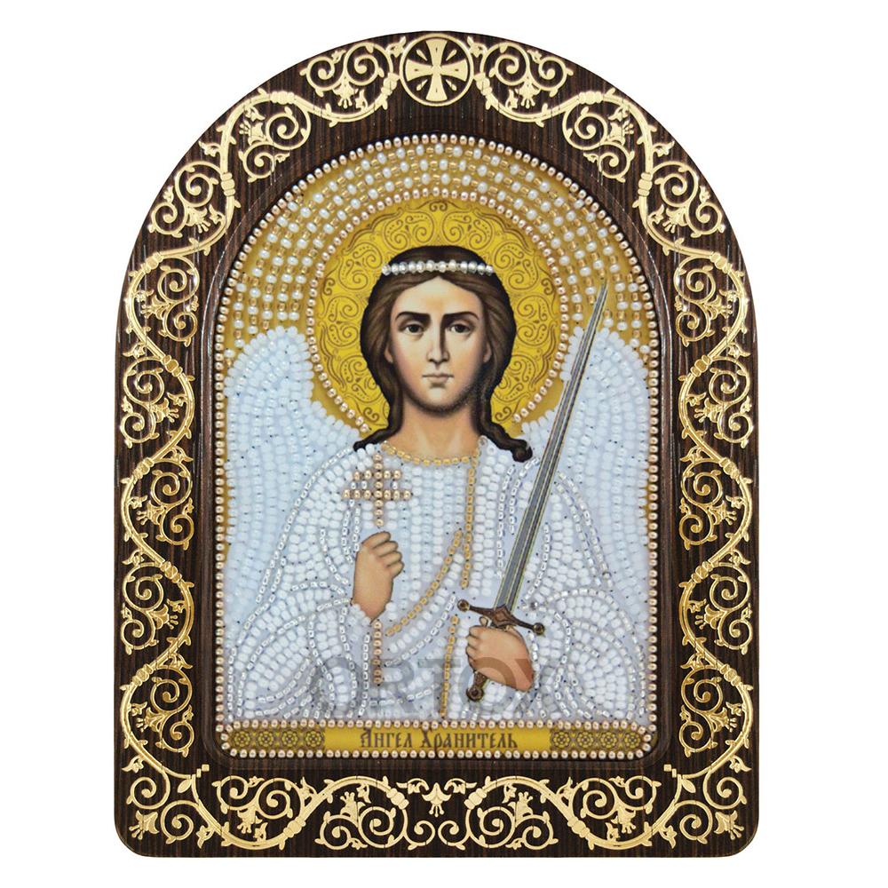 Набор для вышивания бисером "Икона Ангела Хранителя", 13,5х17 см, с фигурной рамкой