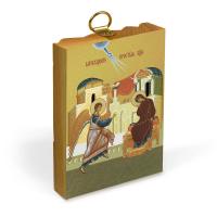 Икона Благовещения Пресвятой Богородицы на деревянной основе, на холсте с золочением