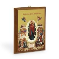 Икона Божией Матери "Всех скорбящих Радость" на деревянной основе, цвет "кипарис", на холсте с золоч