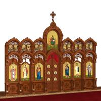 Иконостас деревянный резной "Благовещенский" двухъярусный, цвет "кипарис", 664х493х28 см