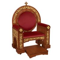 Архиерейский трон "Владимирский", цвет "кипарис" с золотом (поталь), 104х70х149 см