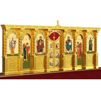Иконостас деревянный резной "Владимирский" одноярусный, цвет "золото", 690х282х40 см №2