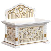 Скамья-сундук храмовая &quot;Суздальская&quot; белая с золотом (патина)