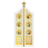 Царские врата для "Благовещенского" иконостаса белые с золотом (поталь), 100х233х10 см