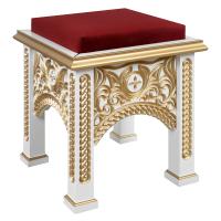 Пуф церковный "Ярославский" белый с золотом (патина), 50х50х51 см