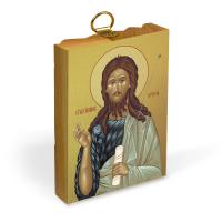 Икона Иоанна Крестителя на деревянной основе, на холсте с золочением