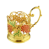 Подстаканник "Калина" из ювелирного сплава в позолоте с эмалью