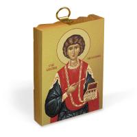 Икона великомученика и целителя Пантелеимона на деревянной основе, на холсте с золочением