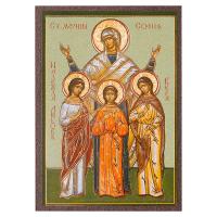 Икона мучениц Веры, Надежды, Любови и матери их Софии, МДФ, 6х9 см