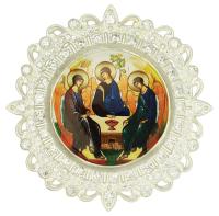 Накладка на митру "Троица" из ювелирного сплава в серебрении, с фианитами, №4
