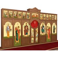 Иконостас "Самарский" двухъярусный, цвет "ноче экко", 608х40х345 см