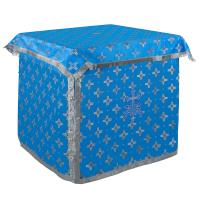 Облачение на престол с пеленой, шелк &quot;Святительский&quot;, голубое с серебром