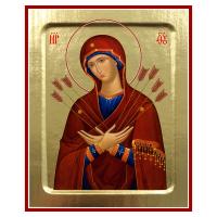 Икона Божией Матери &quot;Семистрельная&quot;, на дереве, золочение (поталь), 12,5х16 см