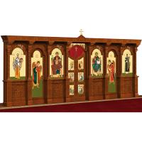 Иконостас деревянный резной "Владимирский" одноярусный, цвет "кипарис", 690х282х40 см №2