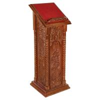 Аналой боковой "Суздальский", цвет "кипарис", тумба, красная ткань, 46х51х130 см