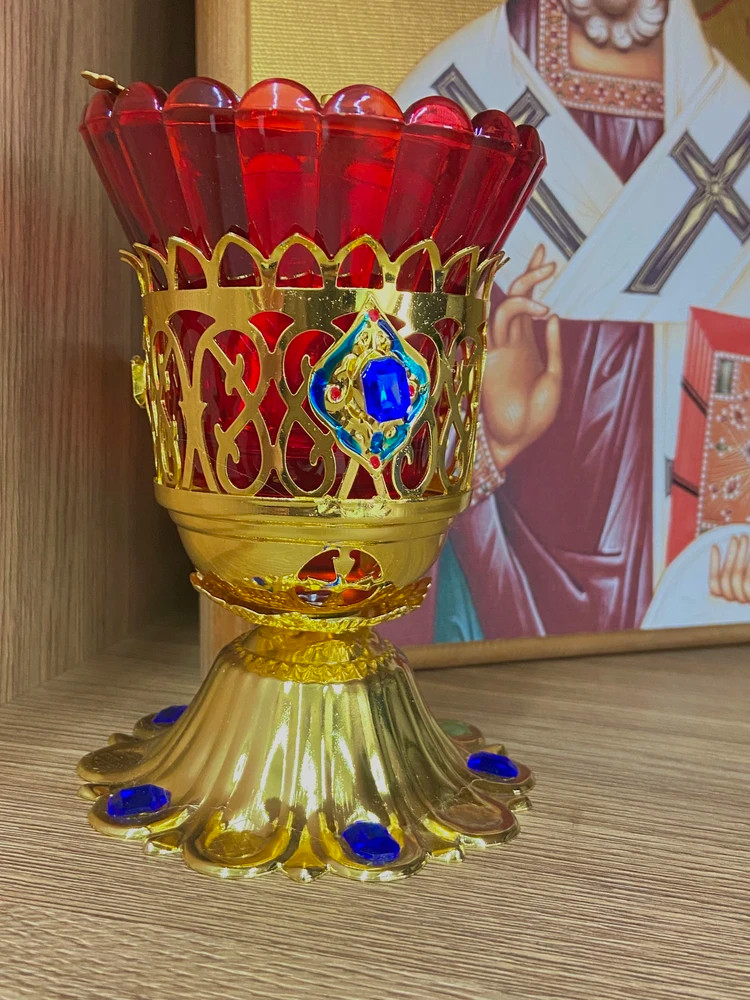 Лампада настольная, цинковый сплав, 9х10 см