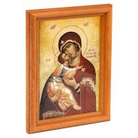 Икона Божией Матери "Владимирская" в деревянной рамке, 12х1,5х17 см