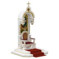 Архиерейский трон с сенью "Романовский" белый с золотом (поталь), 113х89х351 см