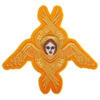 Херувим пришивной желтый с золотом, 12,5х11 см