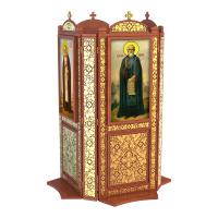 Киот напольный "Суздальский", цвет "кипарис" с золотом (поталь), на 4 иконы