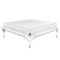 Пелена на престол комбинированная, белая с серебром, вышивка