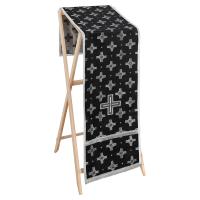 Накидка на аналой перекидная, шелк "Святительский", черная с серебром, 45,5х200 см