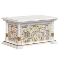 Лавка-сундук храмовая &quot;Суздальская&quot; белая с золотом (патина)