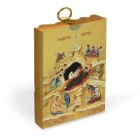 Икона Рождества Христова на деревянной основе, на холсте с золочением