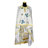 Греческое иерейское облачение белое, греческий шелк, вышивка