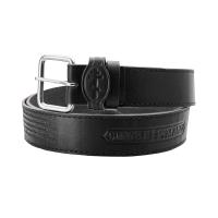 Ремень кожаный черный с молитвой "Живый в помощи" (Псалом 90), 4 см