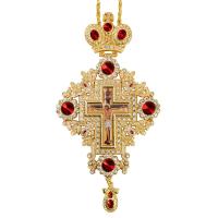 Крест наперсный с цепью, цинковый сплав, камни, 10х18,5 см