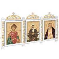 Киот настенный "Суздальский" белый с золотом (патина), три модуля