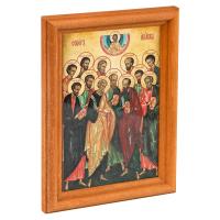 Икона собора славных и всехвальных двенадцати в деревянной рамке, 12х1,5х17 см