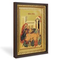 Икона Тайная вечеря, в широком багете, цвет "темный дуб", на холсте, с золочением