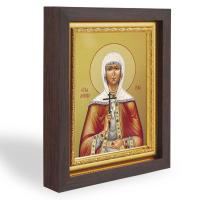 Икона мученицы Иулии (Юлии) Карфагенской, в узком багете, цвет "темный дуб", на холсте, с золочением