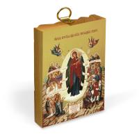 Икона Божией Матери "Всех скорбящих радость" на деревянной основе, на холсте с золочением