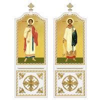 Диаконская дверь для &quot;Благовещенского&quot; иконостаса белая с золотом (поталь), 209х70х10 см