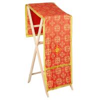 Накидка на аналой перекидная, шелк "Горненский", красная с золотом, 45,5х200 см